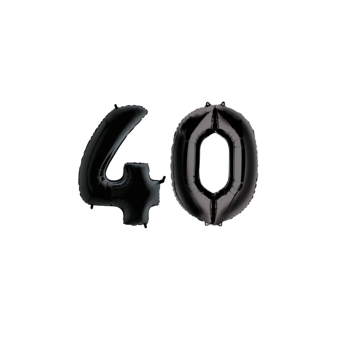 Black Metallic 40 Number Balloons - 40 inches