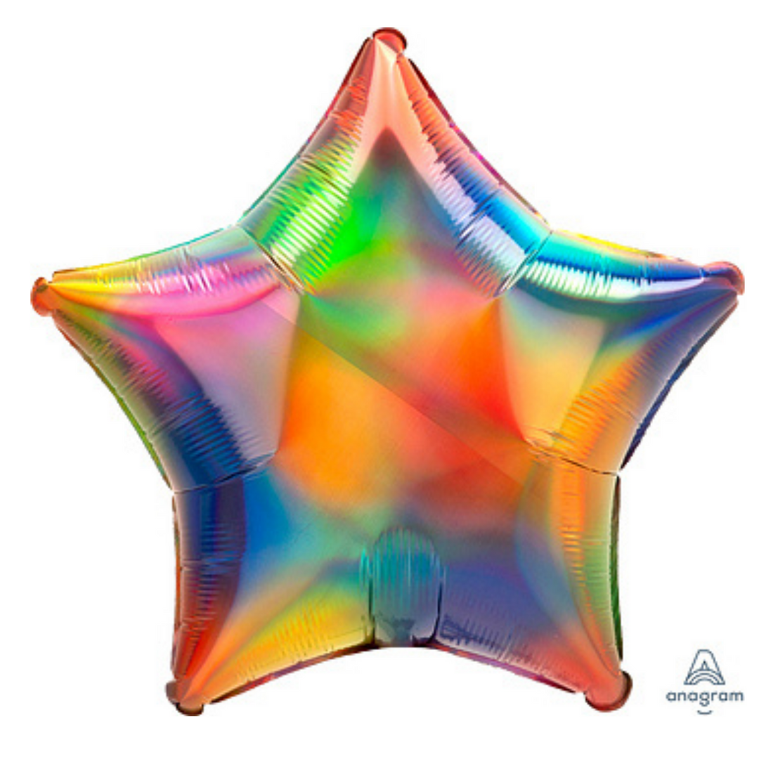 Rainbow Holographic Star Balloon