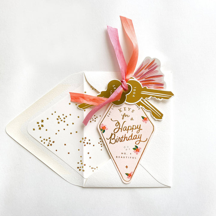 Happy Birthday Party Key Tag Card