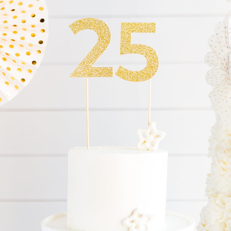 Gold Glitter Number Cake Topper (0-9)