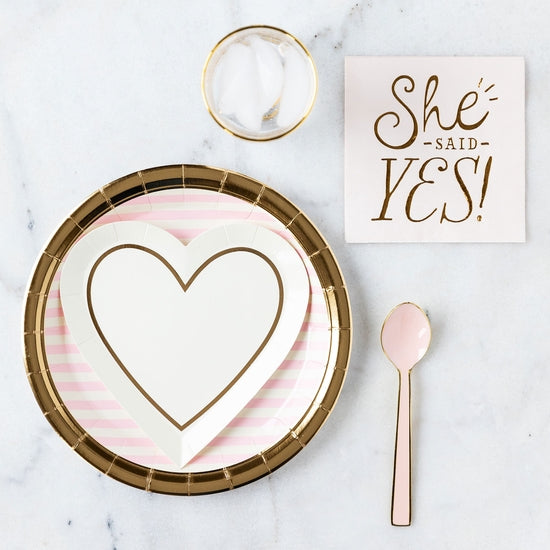 She Said Yes Bridal Engagement Party Wedding Proposal Cocktail Napkins Decor