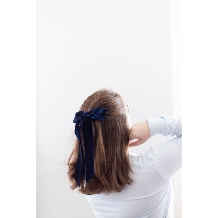 Navy Long Bow Barrette
