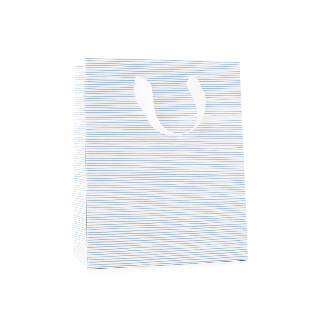 blue and white gift bag