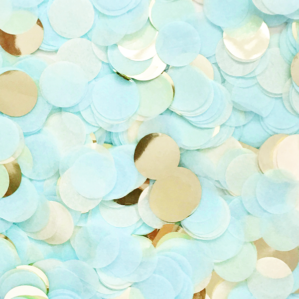 Baby Blue & Gold Confetti Balloon
