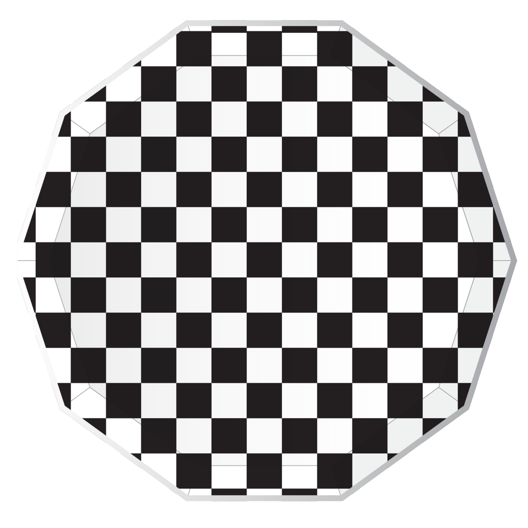 Black And White Signature Checker Dinner Plates