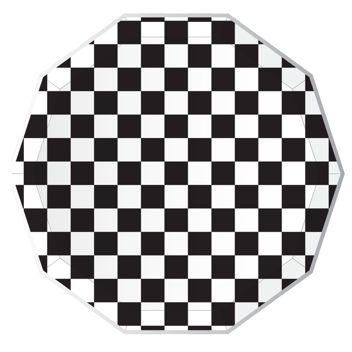 Black And White Signature Checker Dinner Plates