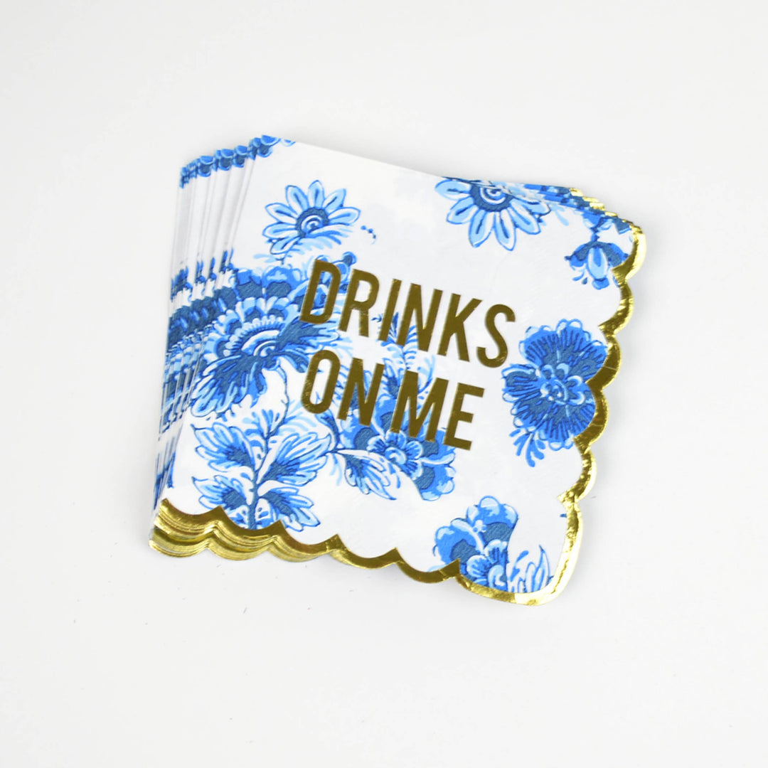 Blue Floral Paper Napkins
