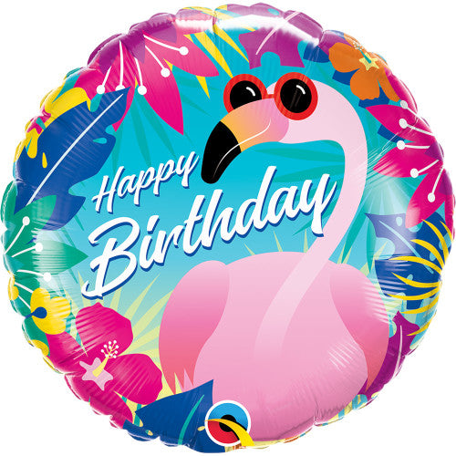 18″ Birthday Tropical Flamingo Balloon