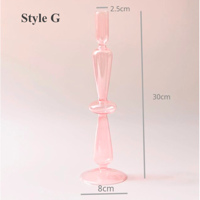 Pink Glass Candlestick Holder