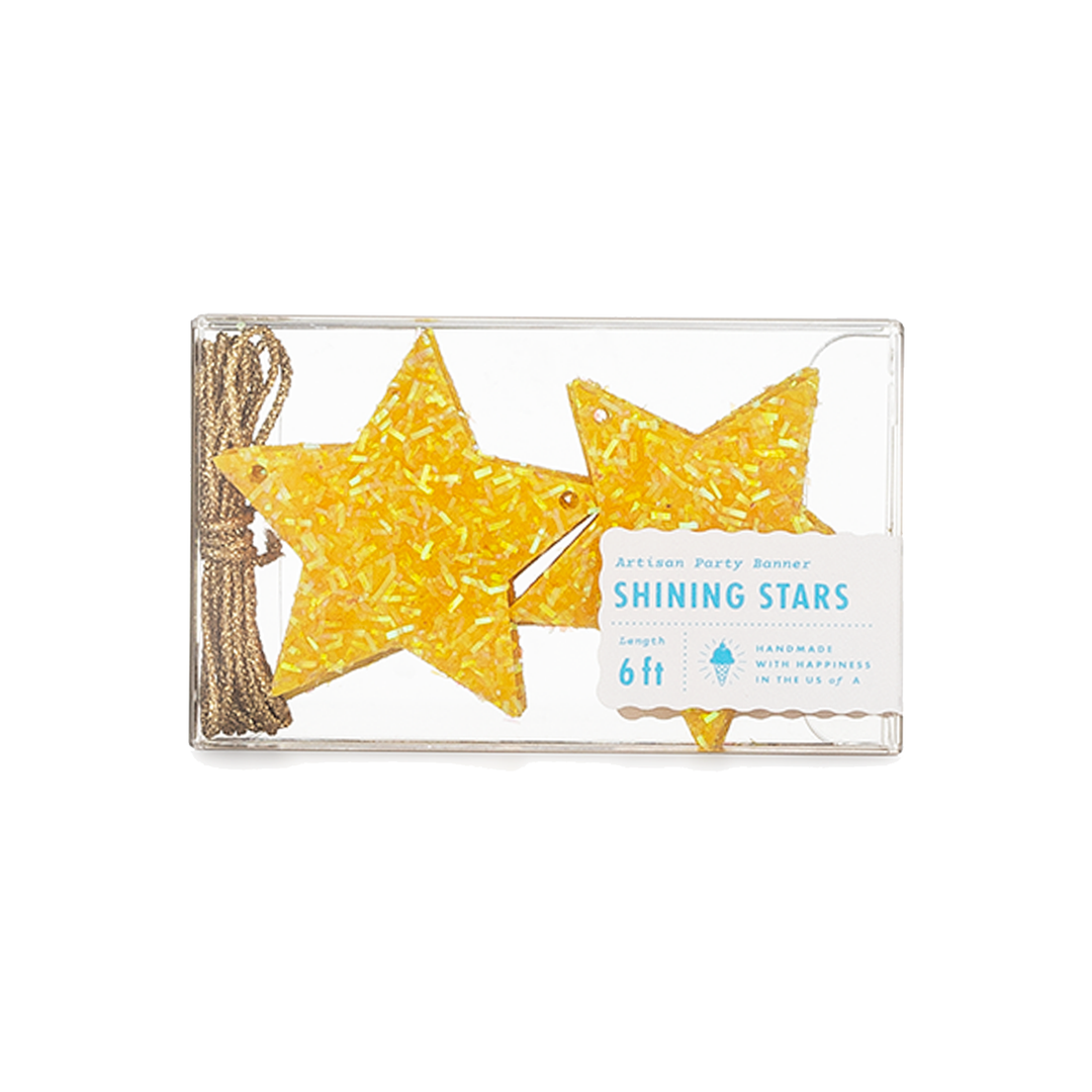 Yellow Tinsel Star Banner