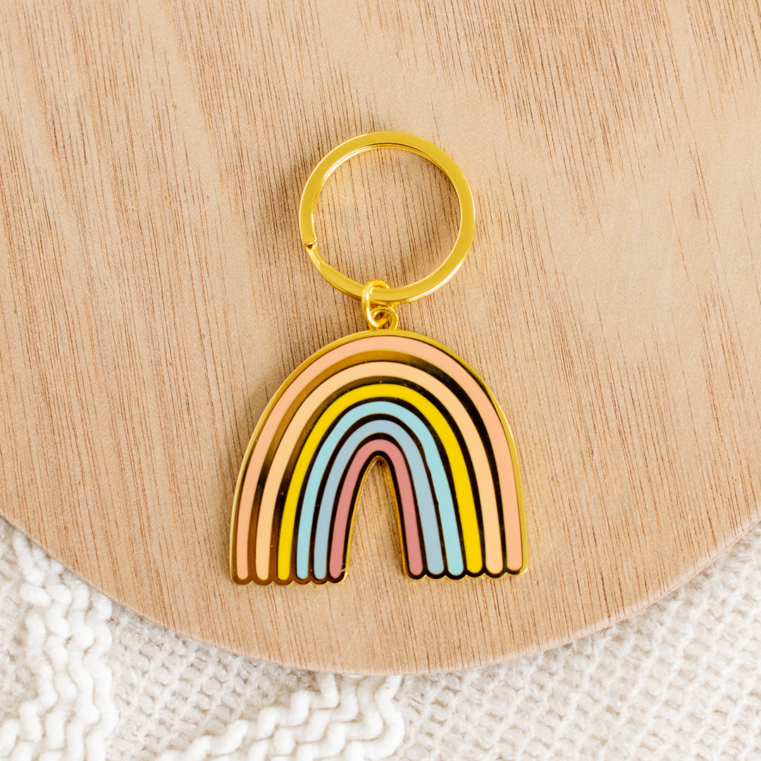 Pastel Rainbow Metal Keychain