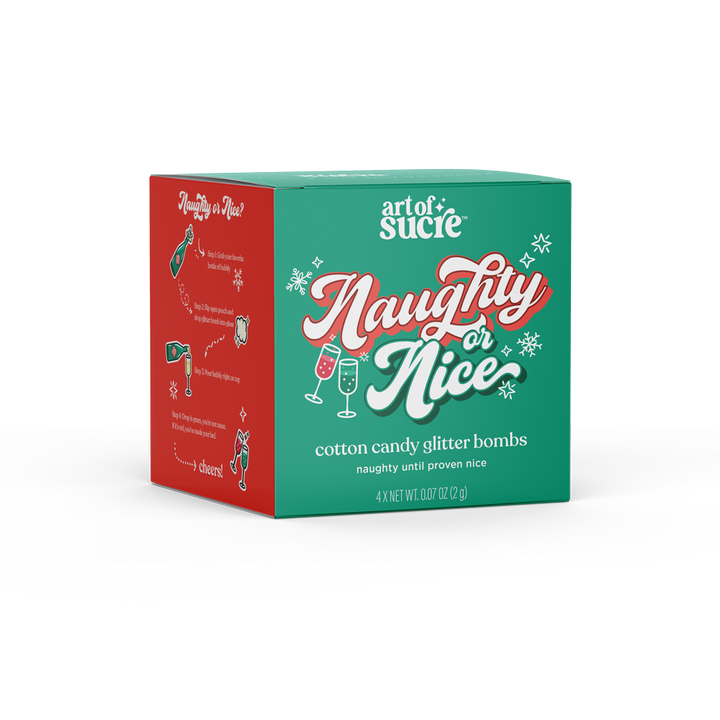 Naughty or Nice Cotton Candy Glitter Bombs for Drinks