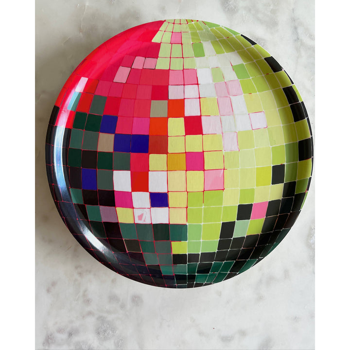 Large Pink and Green Disco Ball Serving