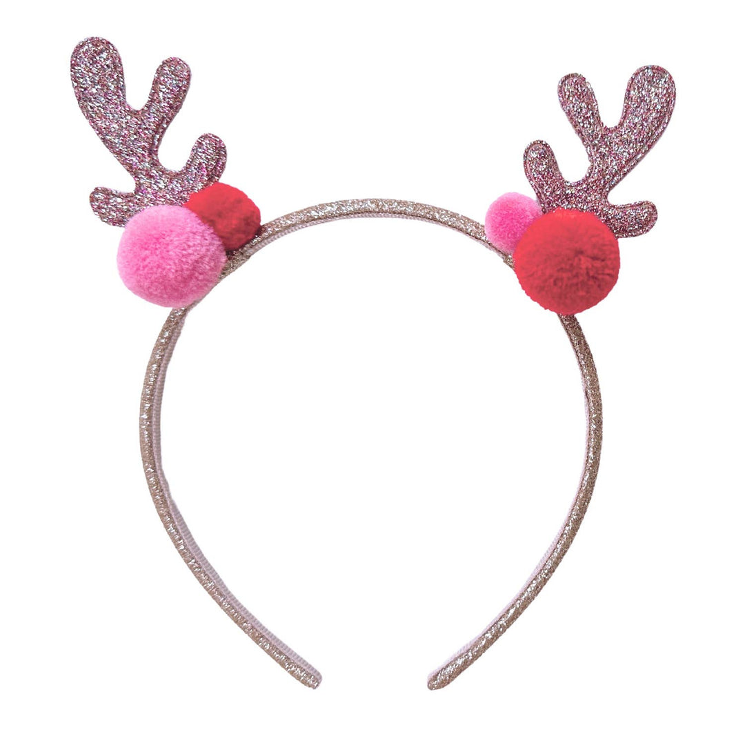 Jolly Pom Pom Reindeer Ears Headband