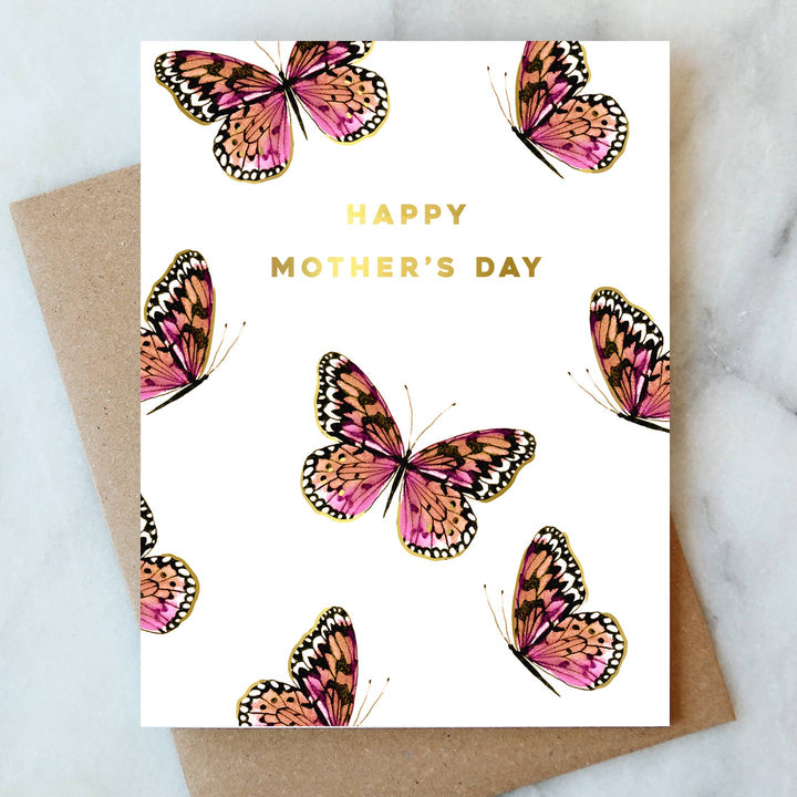 Pink Butterfly Mom Greeting Card