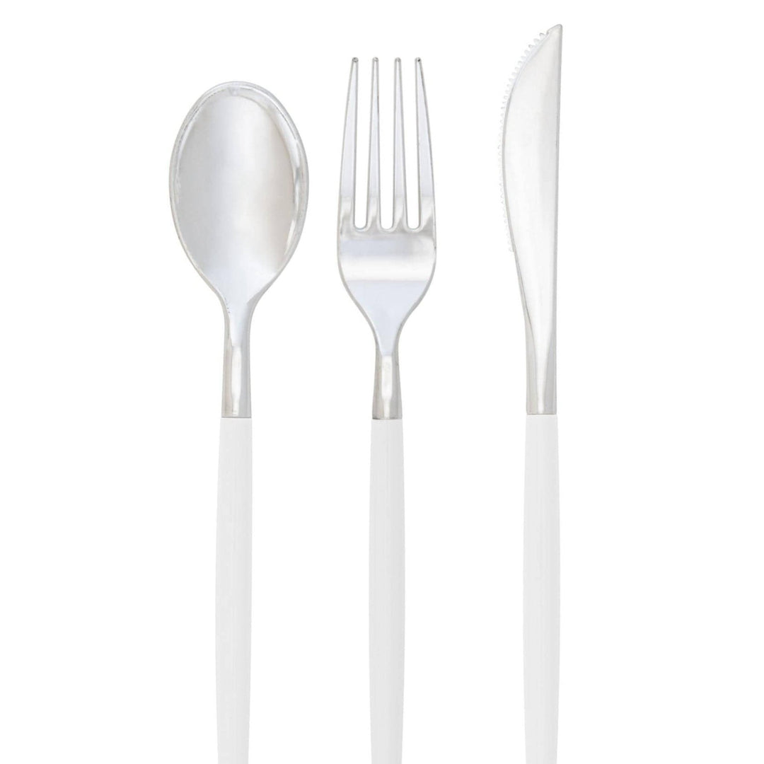 White and Silver Plastic Cutlery Set
