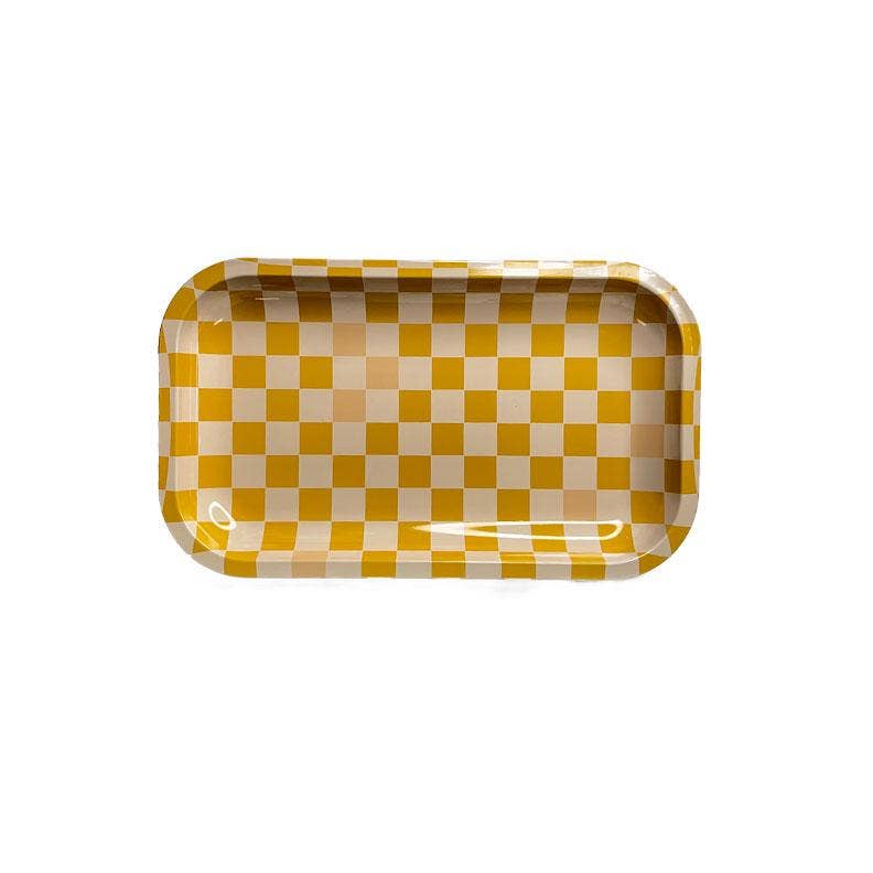 Yellow Check Medium Tray