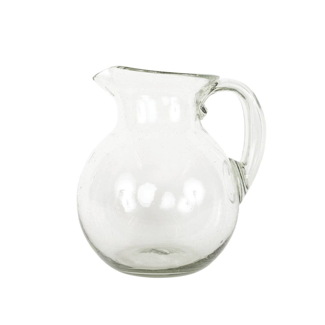 Hand-Blown Round Glass Pitcher