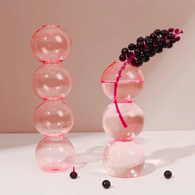 Pink Glass Candlestick Holder