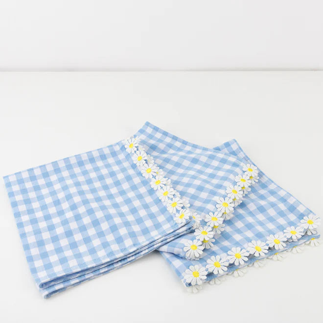 Daisy Edge Gingham Fabric Napkins