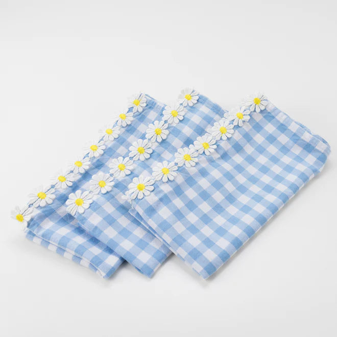 Daisy Edge Gingham Fabric Napkins