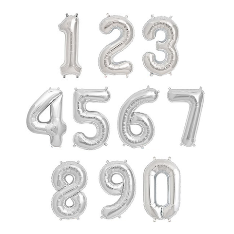 Silver 34 inch Number Balloon