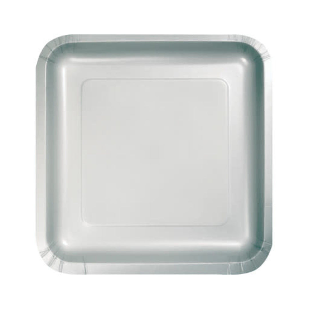 Shimmering Silver Square Dessert Plate (18 per pack)